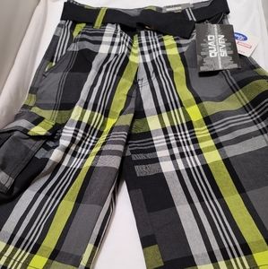 NEW with tags Quad Seven boys ripstop belted cargo shorts multi colored size 7
